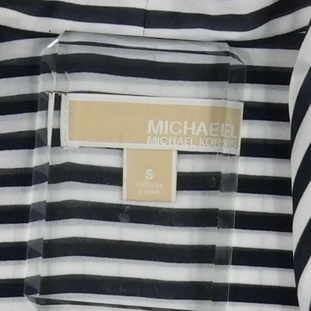 Michael Kors Wrap Blouse Women's Size Small Navy‎ White Striped V Neck